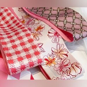 3 Pink Patterned Twilly Purse Scarves Set